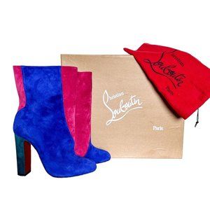 Christian Louboutin Blue and Pink Ankle Boots